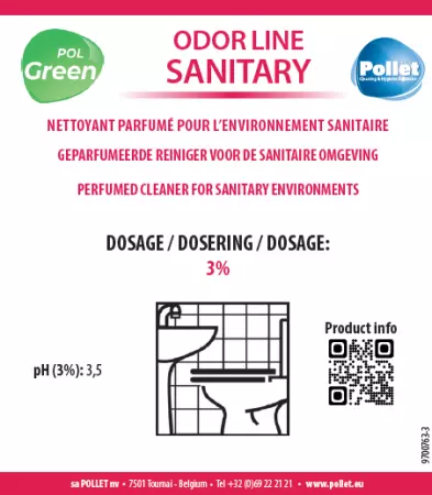 ETIQUETTE POUR SPRAY POLGREEN ODOR LINE SANITAIRES	